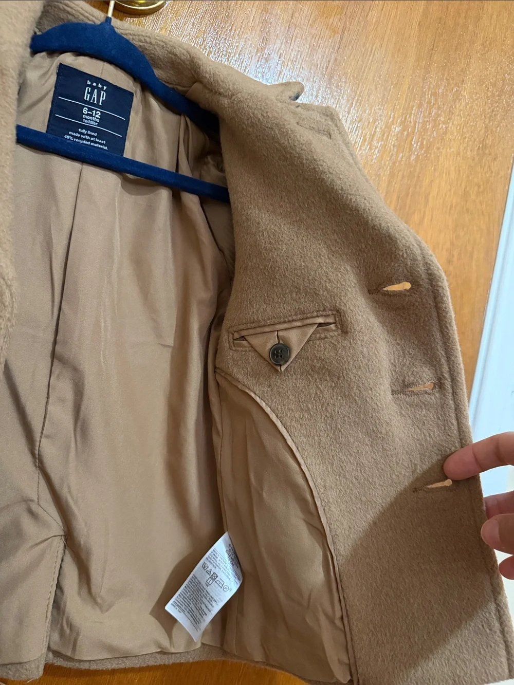 GAP Kids Camel Peacoat with Button Front